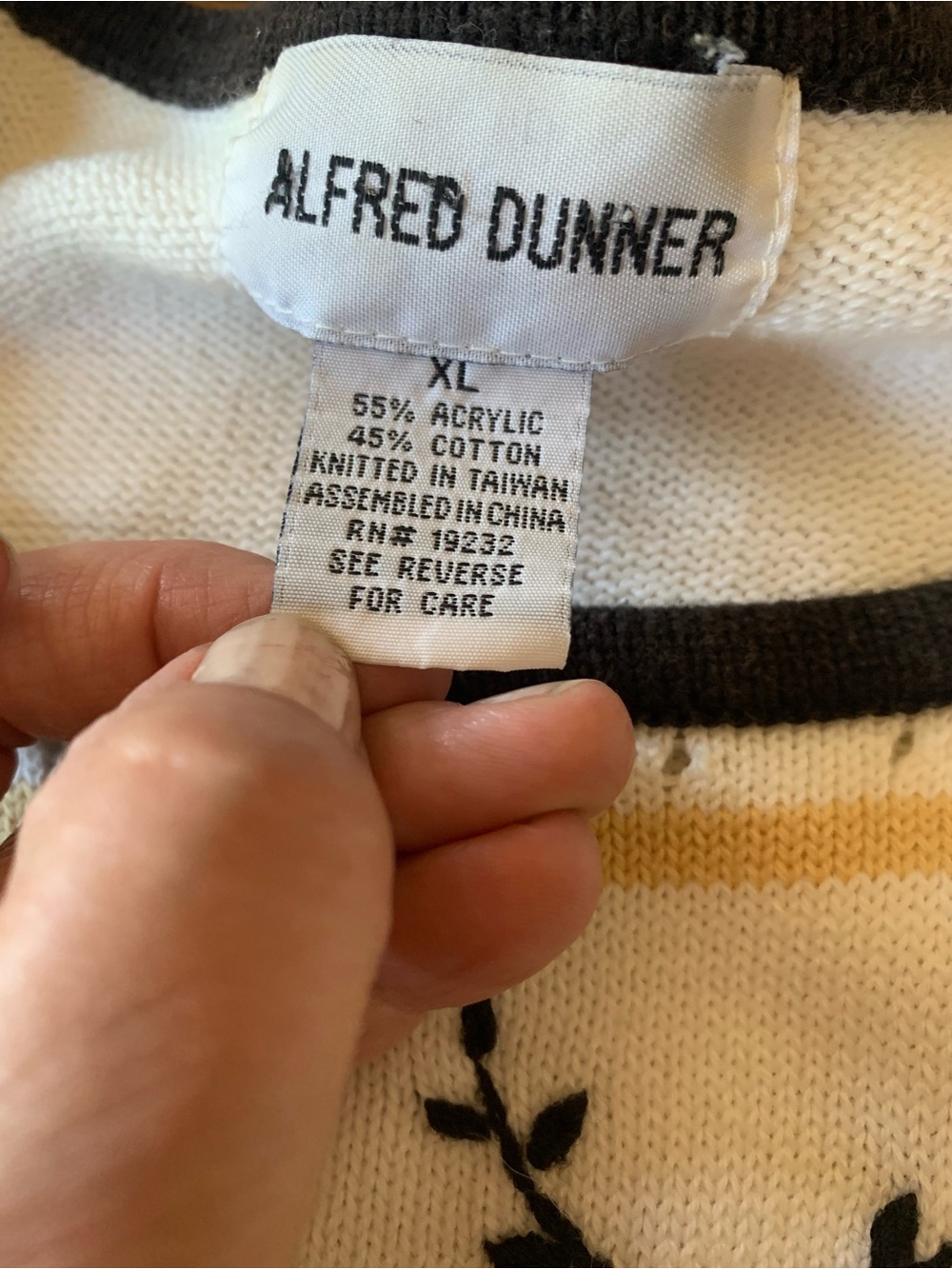 Vtg Alfred Dunner Women’s Knit Top XL  Stitches Floral Beaded Cream 90s Taiwan - Picture 2 of 13